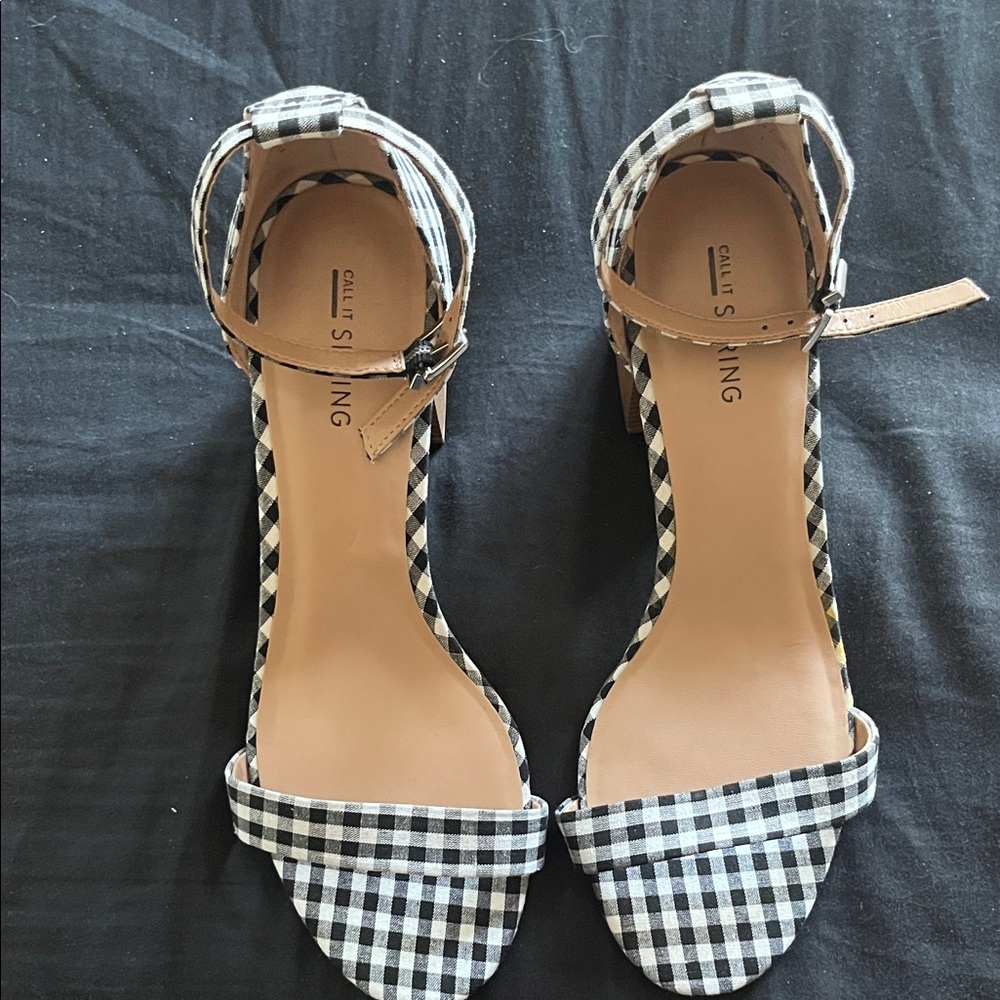 Call It Spring Black and White Checkered Heels - Picture 5 of 6